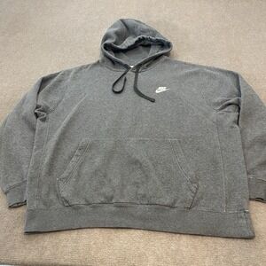 Nike Hoodie Mens Large Pullover Swoosh Faded Gray Embroidered Skater Distressed